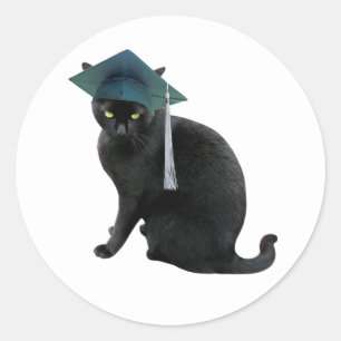 Adesivo Vinheta de Graduação de Gato Preto