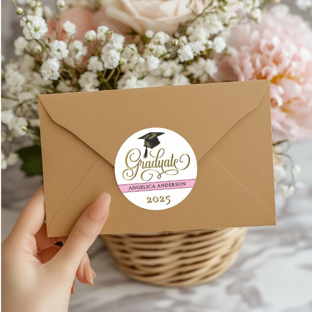 Adesivo Vinheta de Graduação de Script Elegante (Criador carregado)