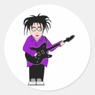 Adesivo vinheta de guitarra redonda