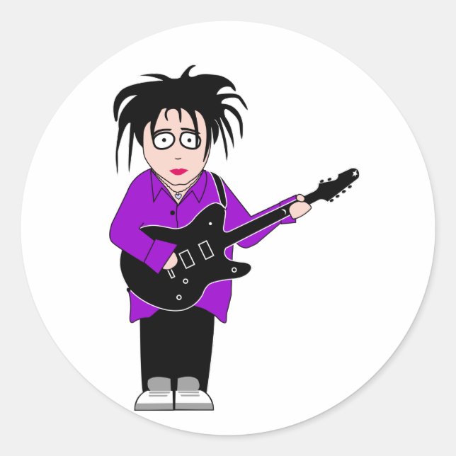 Adesivo vinheta de guitarra redonda (Frente)