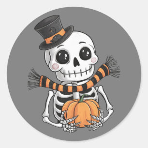 Adesivo Vinheta de Halloween com Ilustração de Esqueleto B