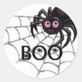 Adesivo Vinheta de Halloween de Aranha de Olhos Rosa