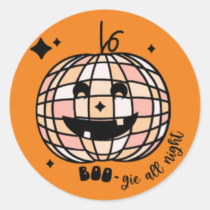 Adesivo Vinheta de Halloween de Bompkin com Disco Retroati