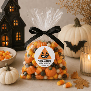 Adesivo Vinheta de Halloween - Rosto de Abóbora de Triângu