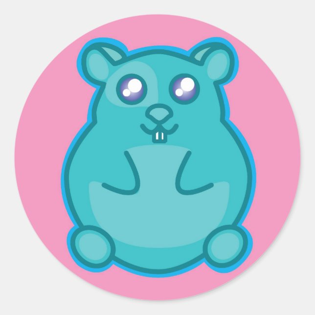 Adesivo Vinheta de Hamster Teal (Frente)