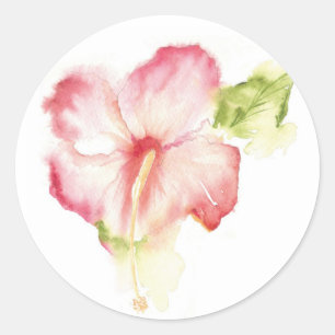 Adesivo Vinheta de Hibiscus Watercolor