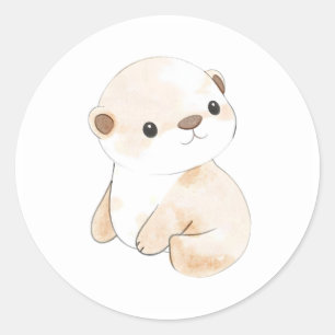 Adesivo Vinheta de Ilustração de Aquarela de Bebê Óbita