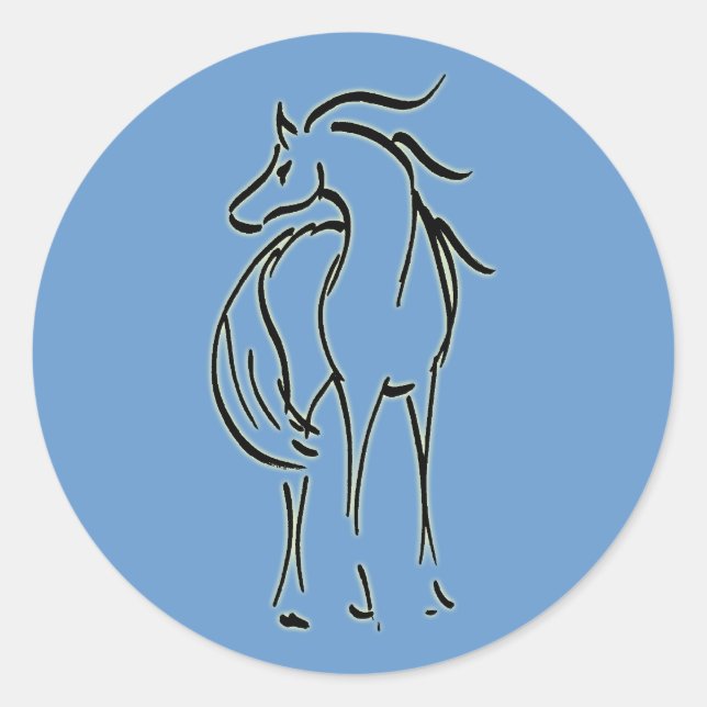 Adesivo Vinheta de Ilustração de Cavalo (Frente)