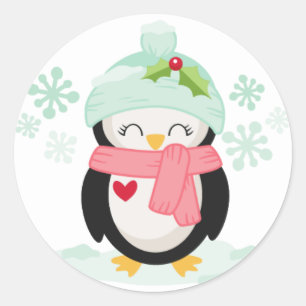 Adesivo Vinheta de ilustração de pinguim de Natal bonito