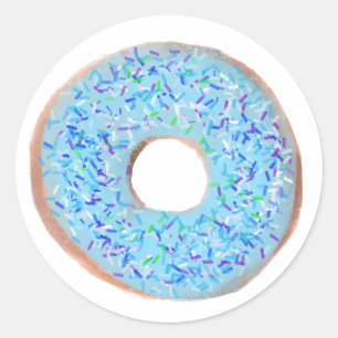 Adesivo Vinheta de ilustração de rosquinha pastel azul