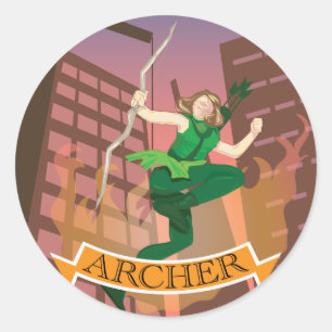 Adesivo Vinheta de Ilustração Female Archer