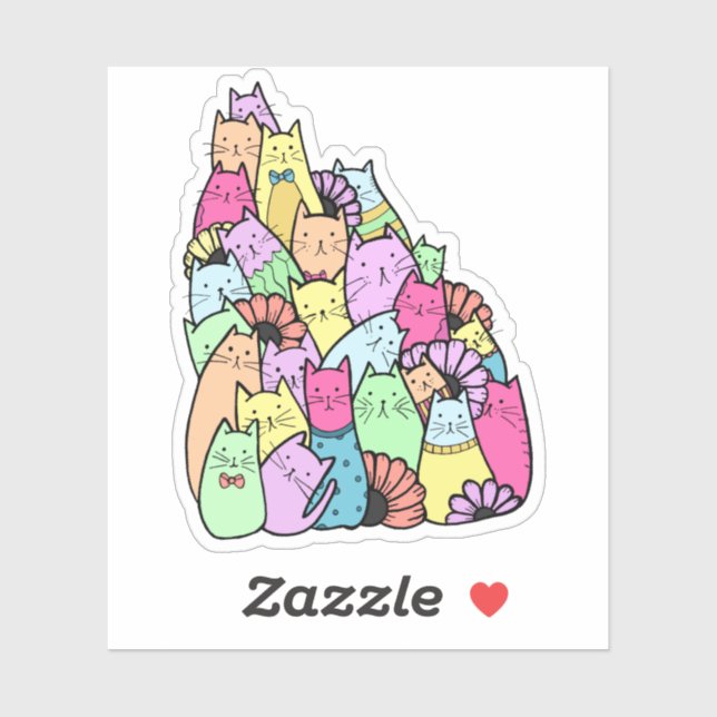 Adesivo Vinheta de Laptop de Pilha de Gato (Folha)