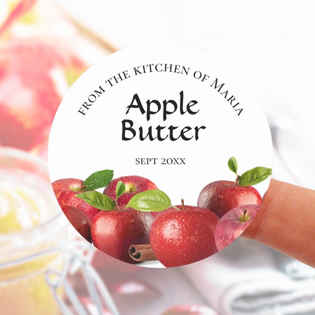 Adesivo Vinheta de latas de maçã vermelha caseira (Apple butter jar sticker
)