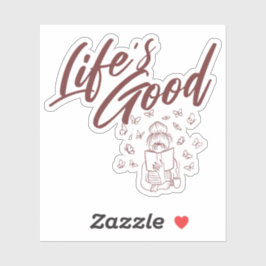 Adesivo Vinheta de leitura e livro de café