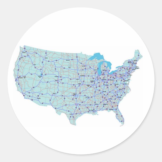 Adesivo Vinheta de Mapa Azul EUA (Frente)