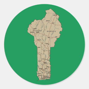 Adesivo Vinheta de Mapa Benin