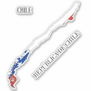 Adesivo Vinheta de Mapa de Sinalizador do Chile