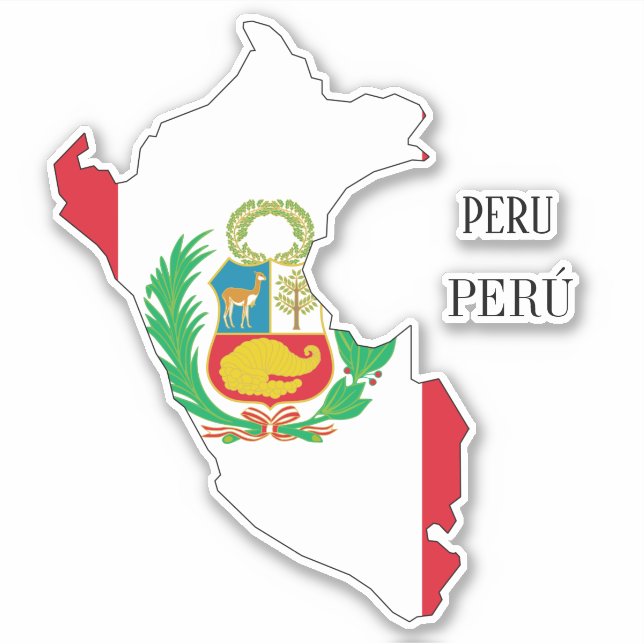 Adesivo Vinheta de Mapa de Sinalizador do Peru (Frente)