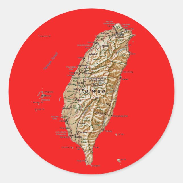 Adesivo Vinheta de Mapa de Taiwan (Frente)