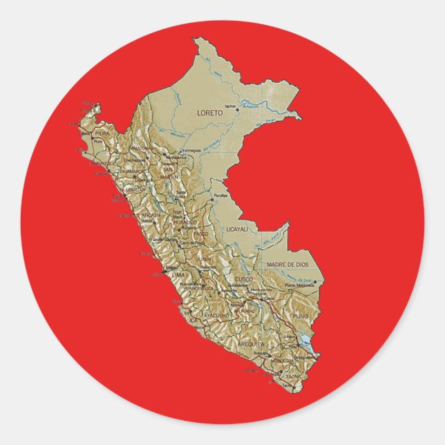 Adesivo Vinheta de Mapa do Peru (Frente)