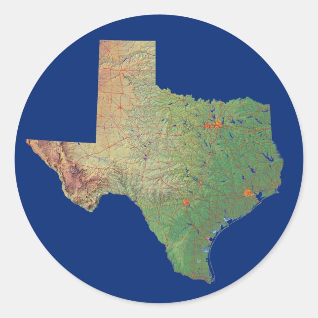 Adesivo Vinheta de Mapa do Texas (Frente)