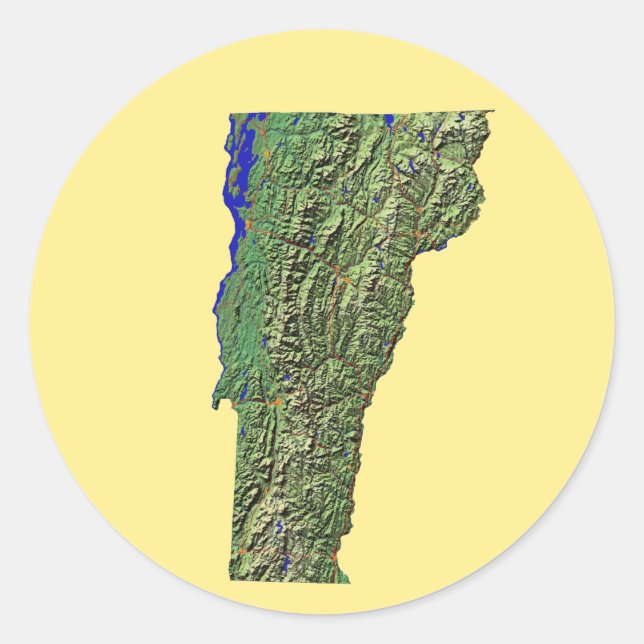 Adesivo Vinheta de Mapa Vermont (Frente)