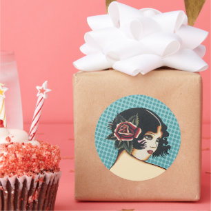 Adesivo Vinheta de Moda Diva - Pontos Azuis