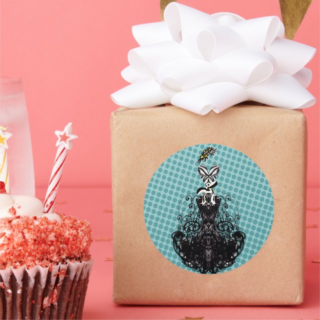 Adesivo Vinheta de Moda Diva - Pontos Azuis (Festa)