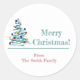 Adesivo Vinheta de moldagem de presentes na árvore natalíc