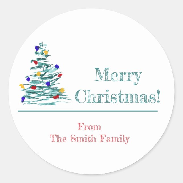 Adesivo Vinheta de moldagem de presentes na árvore natalíc (Frente)