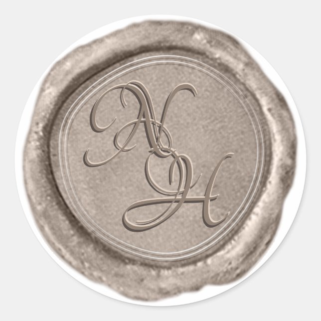 Adesivo Vinheta de Monograma de Campanha Dourada de Cera (Frente)