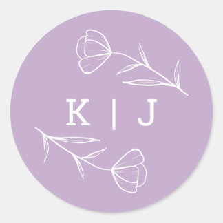 Adesivo Vinheta de Monograma de Casamento de Flores Selvag