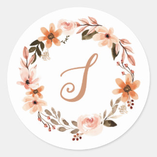 Adesivo Vinheta de Monograma de Texto Personalizado Floral