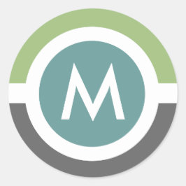 Adesivo Vinheta de Monograma Moderna - Cinza/Verde