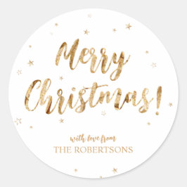 Adesivo Vinheta de Natal alegre e Dourada caligrafia