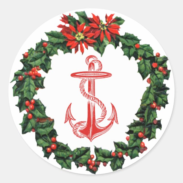 Adesivo Vinheta de Natal Anchor Red Wreath (Frente)