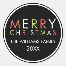Adesivo Vinheta de Natal brilhante e feliz - preto