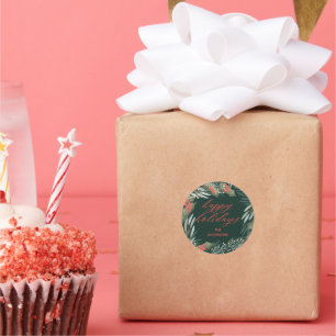 Adesivo Vinheta de Natal Clássica de Wreath Verde Escuro