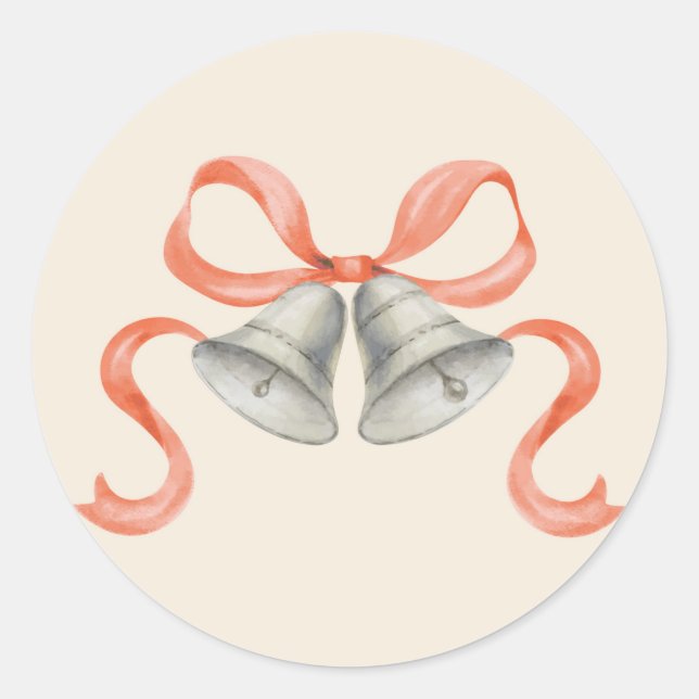 Adesivo Vinheta de Natal com Aquarela e Arco - Vermelho (Frente)