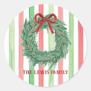 Adesivo Vinheta de Natal com arco Wreath Watercolor