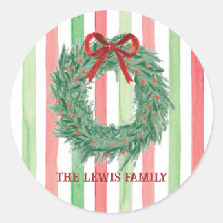 Adesivo Vinheta de Natal com arco Wreath Watercolor