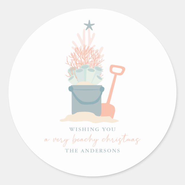 Adesivo Vinheta de Natal costeira à beira do mar (Frente)