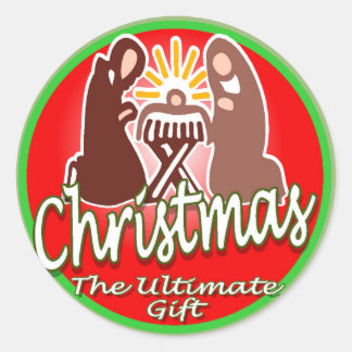 Adesivo Vinheta de Natal da Família Santa