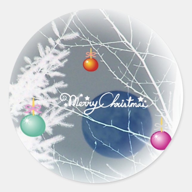 Adesivo Vinheta de Natal da Lua Azul (Frente)