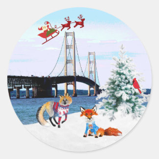 Adesivo Vinheta de Natal da Ponte Mackinac