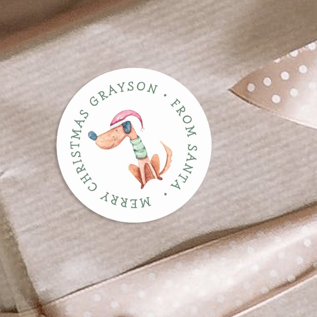 Adesivo Vinheta de Natal de Cães Festivos Personalizados (Criador carregado)