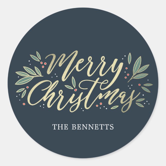 Adesivo Vinheta de Natal de cor EDITÁVEL (Frente)