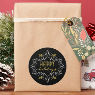 Adesivo Vinheta de Natal de Folhagem Festiva Feliz Férias