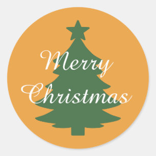 Adesivo Vinheta de Natal de Merry Ouro Laranja