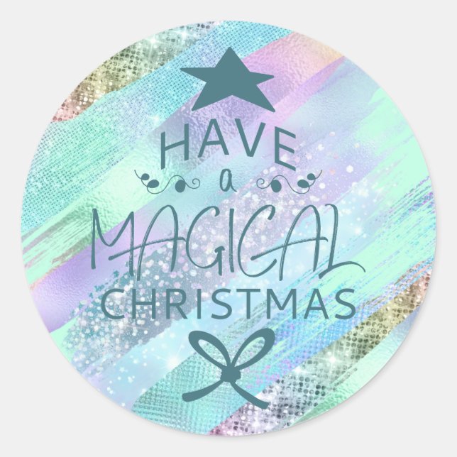 Adesivo Vinheta de Natal do Pastel Shimmer Glitter (Frente)